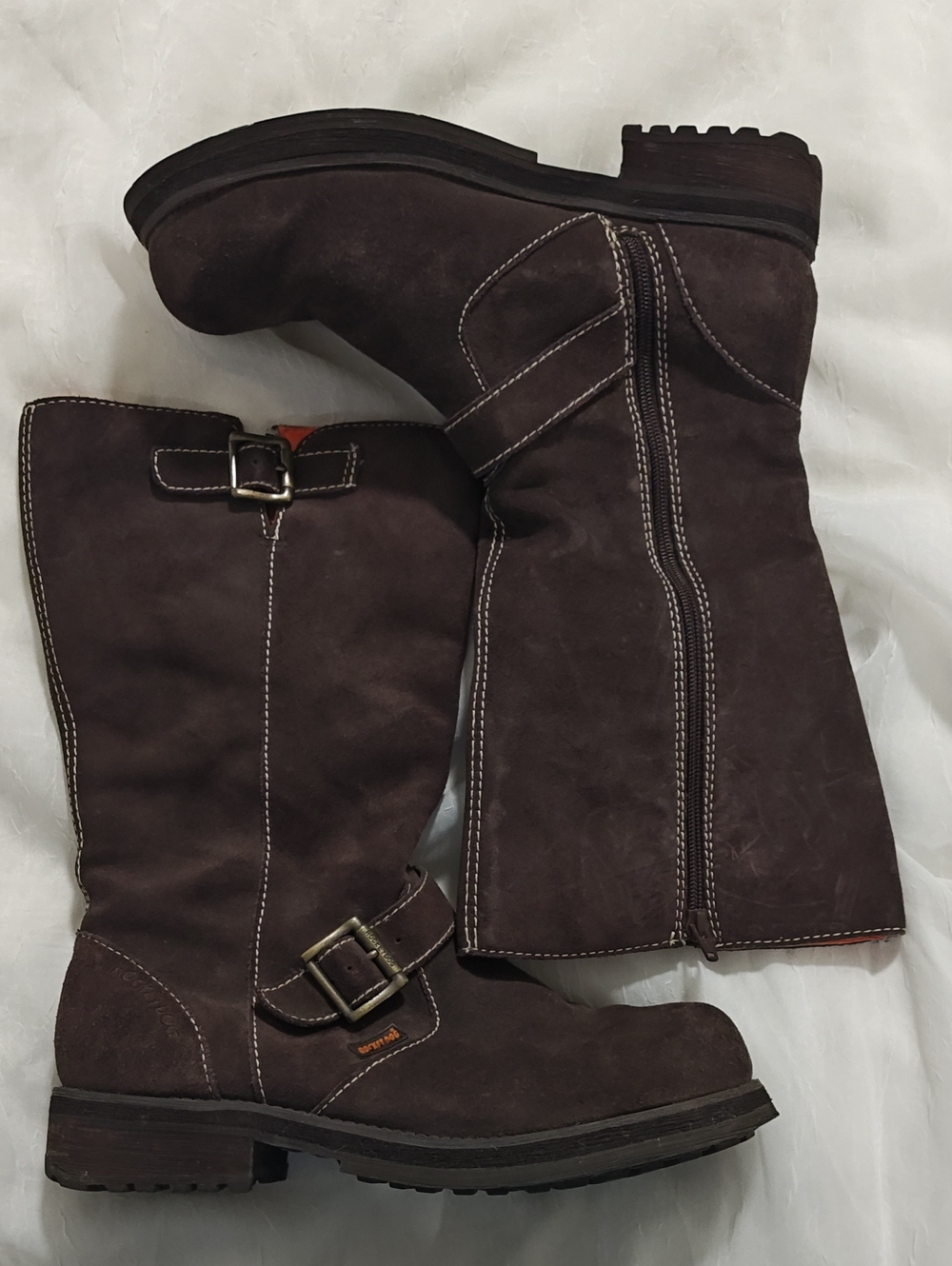 Rocket Dog Dark Brown Suede Mid-Calf Buckle Heeled Boots